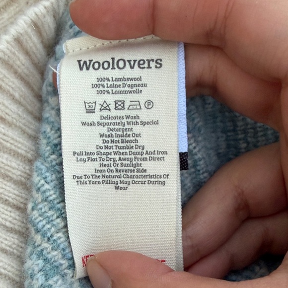 Woolovers Blue and Cream Abstract Pattern Sweater - Picture 4 of 4